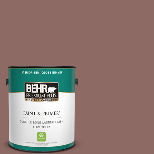 BEHR PREMIUM PLUS 1 gal. #700B-5 Red Stone Semi-Gloss Enamel Low Odor Interior Paint & Primer