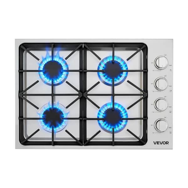 Gas Stove Cooktop, 30 in. 4 Burners, Max 48,000BTU Built-in Stainless Steel Stove Top LPG/NG Convertible Dual Fuel