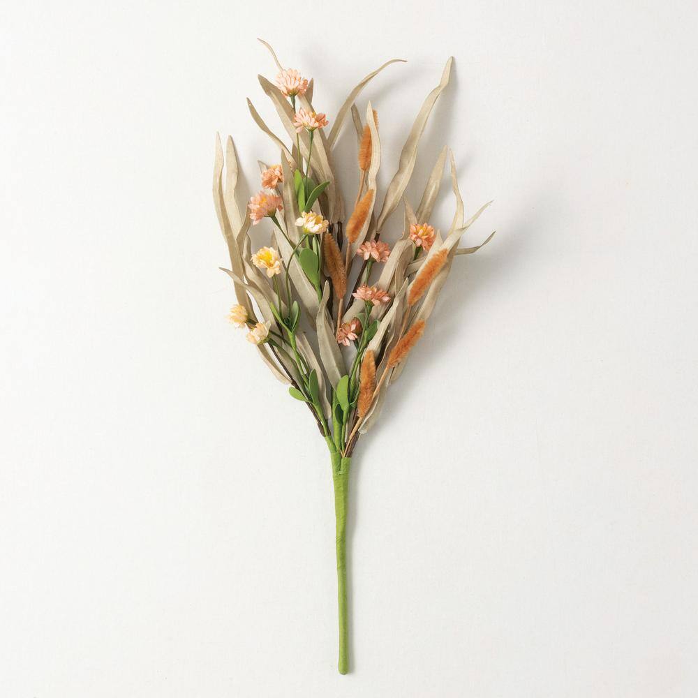 19" Harvest-Hued Silk Grass and Bunny Tail Pick