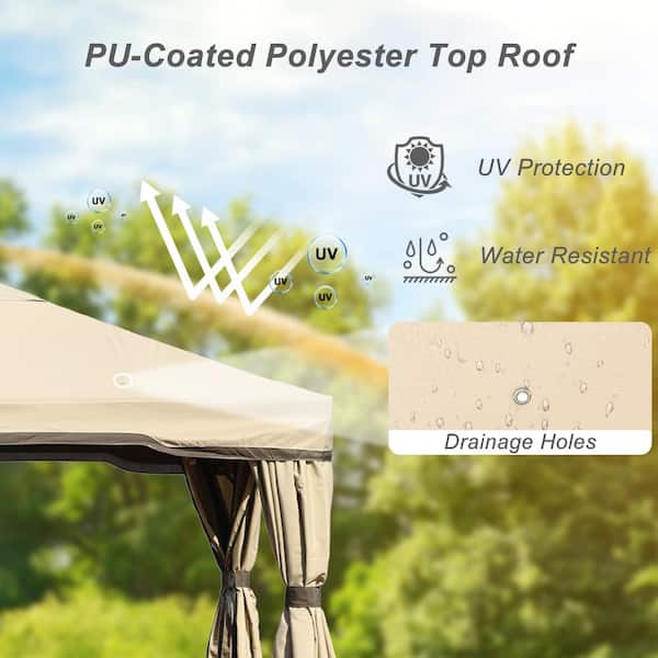 Aoodor 14 ft. x 12 ft. Khaki Aluminum Frame Outdoor Patio