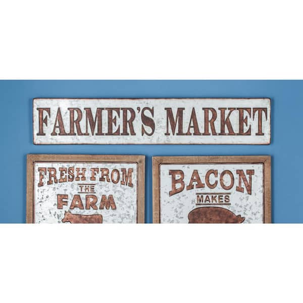 Litton Lane 36 in. x 7 in. Grey Metal Farmhouse Sign Wall Decor 7 in. x 36 in.