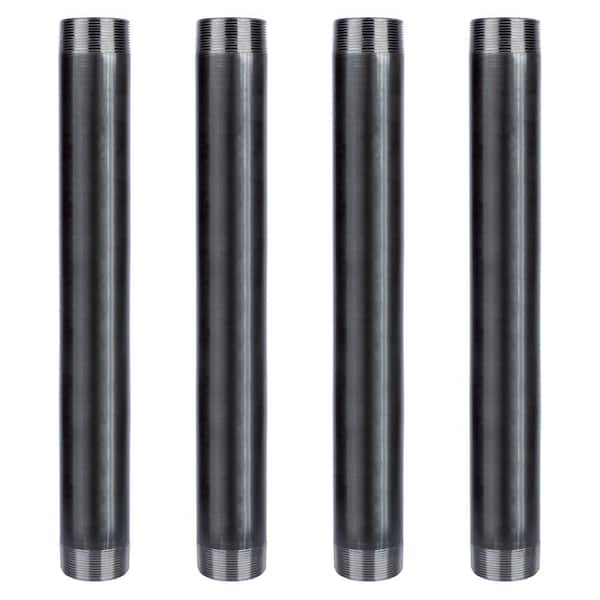 PIPE DECOR 2 in. x 1.5 ft. L Black Industrial Steel Grey Plumbing Pipe (4-Pack)