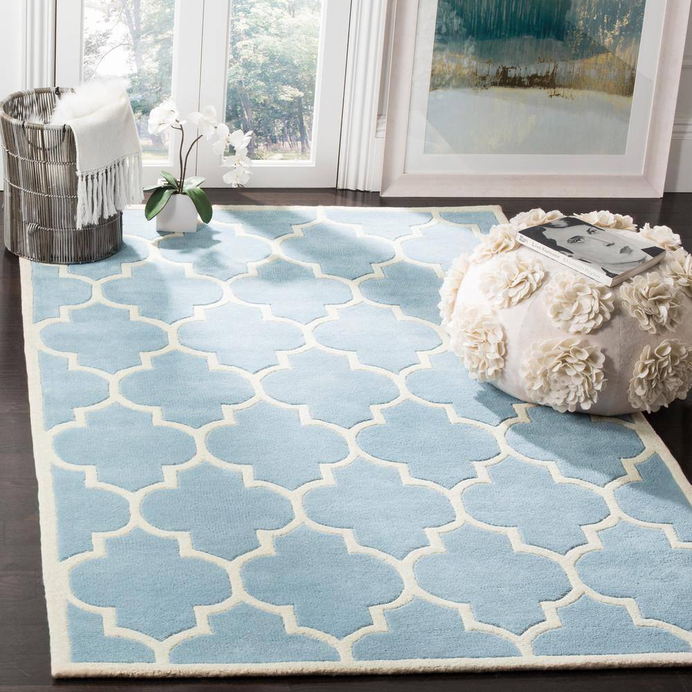 Chatham Hand-Tufted Wool Rug in Blue/Ivory - 3' x 5'