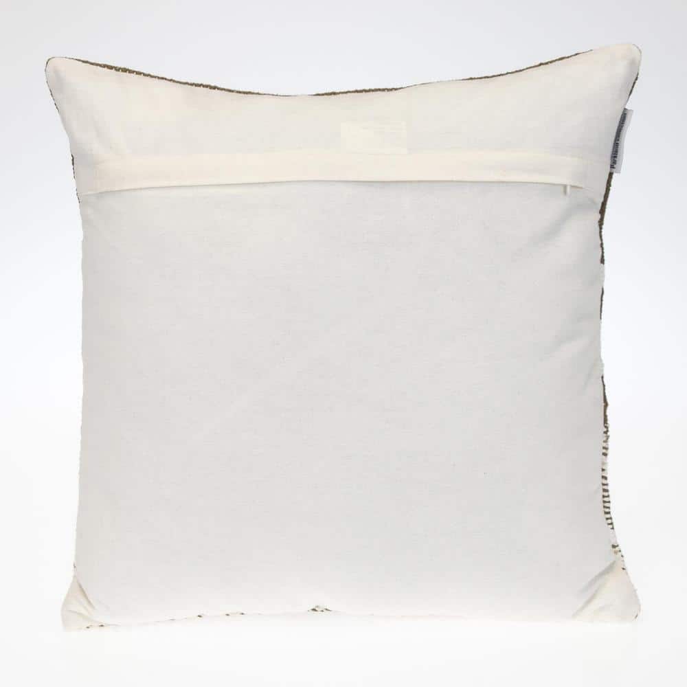 Brown and Beige Cotton Striped Square 18" x 18" Pillow
