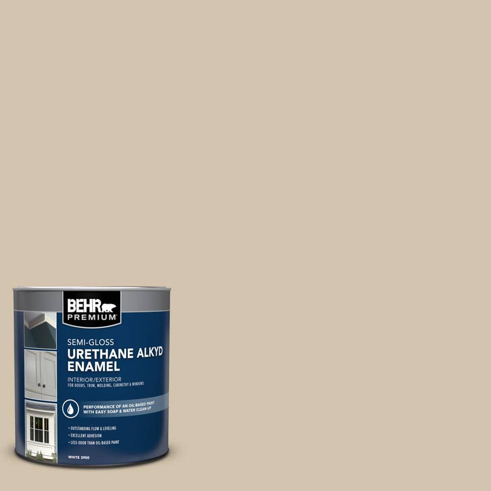 BEHR PREMIUM 1 qt. #AE-27 Desert Tumbleweed Semi-Gloss Enamel Urethane  Alkyd Interior/Exterior Paint 390004 - The Home Depot
