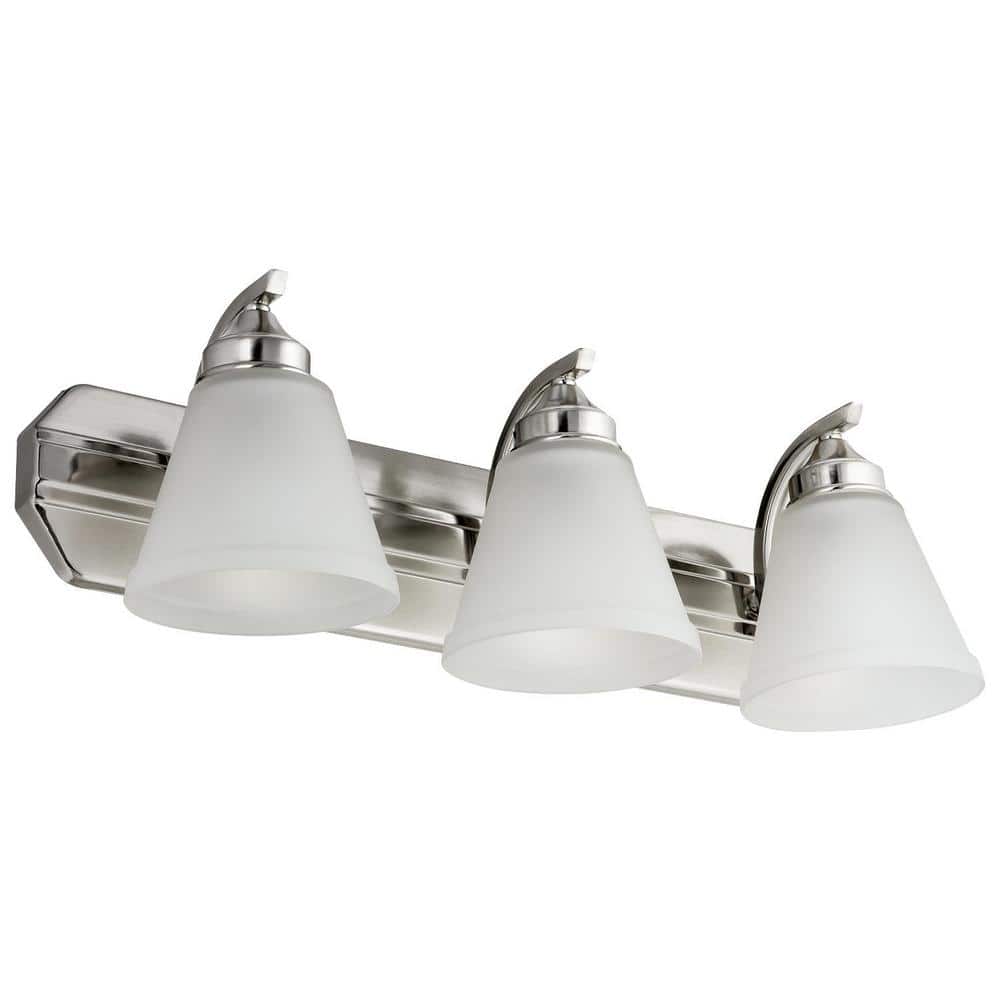 24 in. 3-Light Brushed Nickel Bath Vanity Light Fixture with Bell Shape Frosted Glass Shade price history on PriceWatchPro