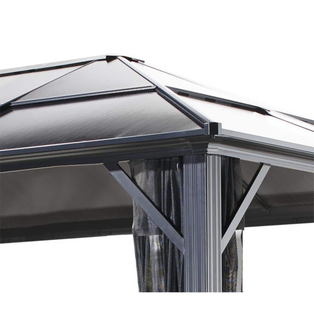 Meridien 12 ft x 16 ft Gray Aluminum Patio Gazebo with Polycarbonate Roof