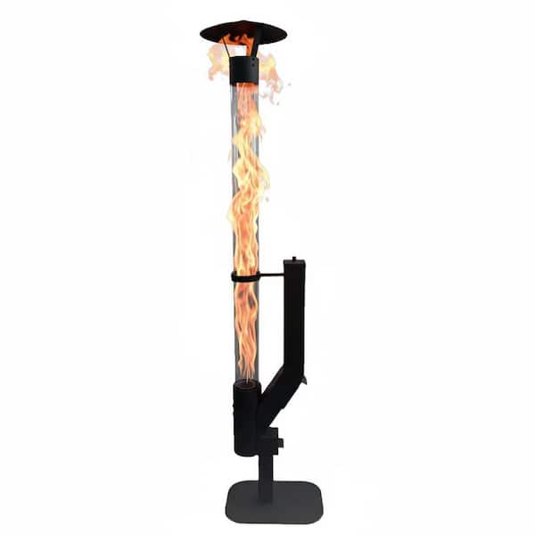 50,000 BTU Carbon Steel Glass Tube Wood Pellet Freestanding Smokeless Pellet Torch Patio Heater for Backyard