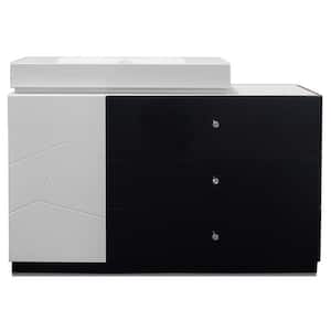 Berlin 6 -Drawer Modern White/Black Dresser 37 in. H x 54 in. W x 18 in. D