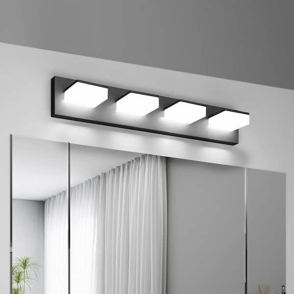 25 in 4 Light Modern black Finish Vanity Light Fixture Bathroom Over Mirror Wall Lights with Iron Acrylic MirrorLighting