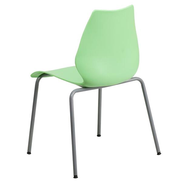 Capacity Green Stack Chair with Lumbar Support and Silver Frame Flash Furniture HERCULES Series 770 lb 