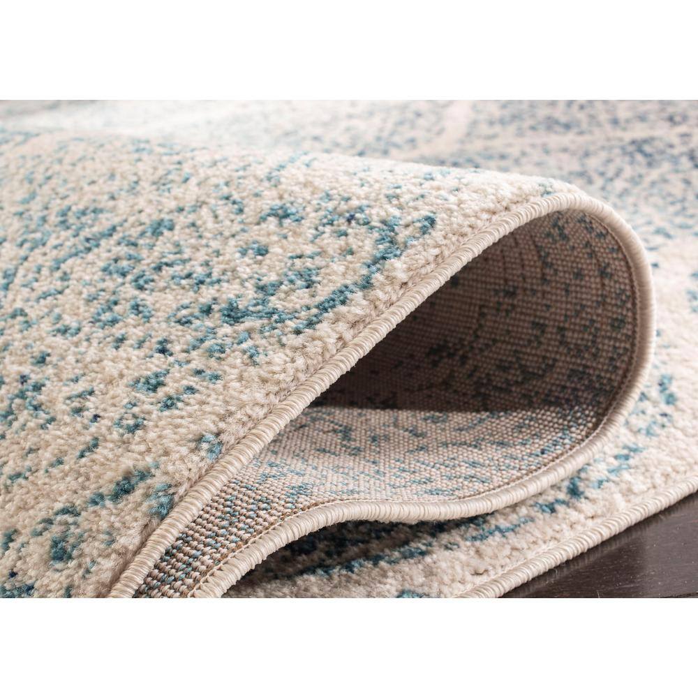 Chic Metro-Mod Cream & Turquoise 3' x 5' Synthetic Area Rug