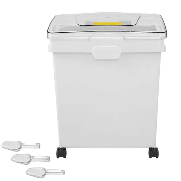 3-Pack 10.5 Gal. /40L Rice and Pet Food Storage Containers, Airtight Bin with Wheels, Scoops for Kitchen Ingredients