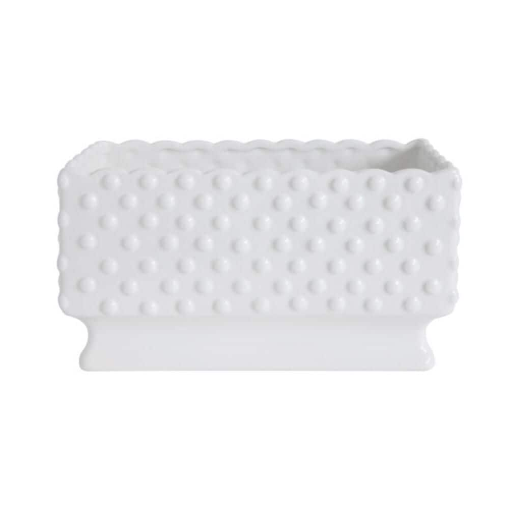 UPC 807472979090 product image for 11.25 in. L x 5.75 in. W x 6 in. H 7 qts. White Ceramic Hobnail Decorative Pots  | upcitemdb.com