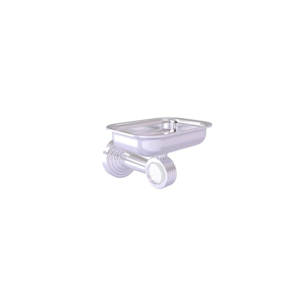 Allied Brass Pacific Beach Collection Wall Mounted Soap Dish Holder with Groovy Accents in Satin Chrome