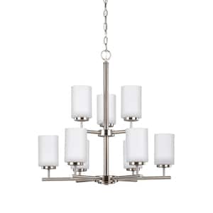 Oslo 9-Light Brushed Nickel Chandelier with LED Bulbs