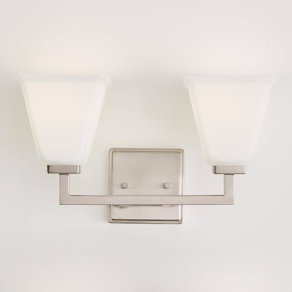 Ellis Harper Brushed Nickel 2-Light Vanity with Etched Glass