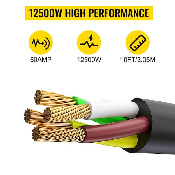 10 ft. Generator Extension Cord 250-Volt 50 Amp UL Listed Generator Power Cord with Twist Lock Connectors