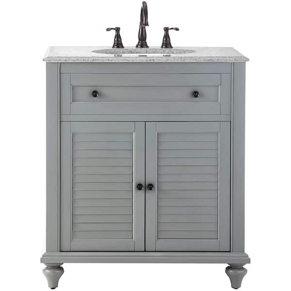 Home Decorators Collection Hamilton 31 in. W x 22 in. D Bath Vanity in Grey with Granite Vanity Top in Grey