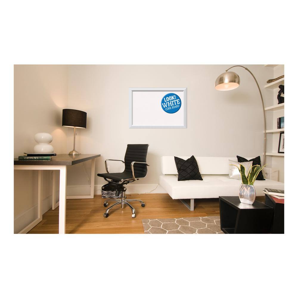 Blanco White Wood Framed Large Cork Bulletin Board