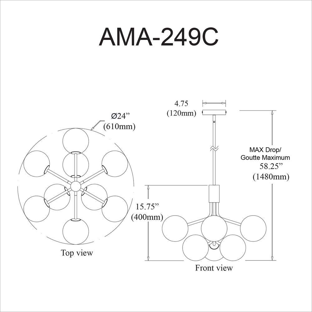 Amanda Aged Brass 9-Light Modern Chandelier with White Glass Globes