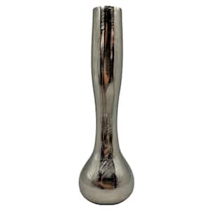 15.5 in. Decorative Aluminum Flute Vase in Nickel