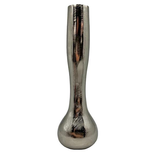 castellousa 15.5 in. Decorative Aluminum Flute Vase in Nickel