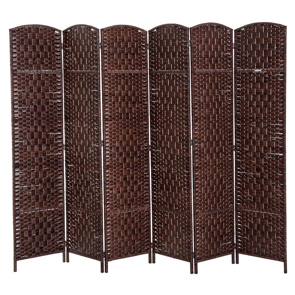 6' Tall Wicker Weave 6 Panel Room Divider Wood Privacy Screen,Brown price history on PriceWatchPro