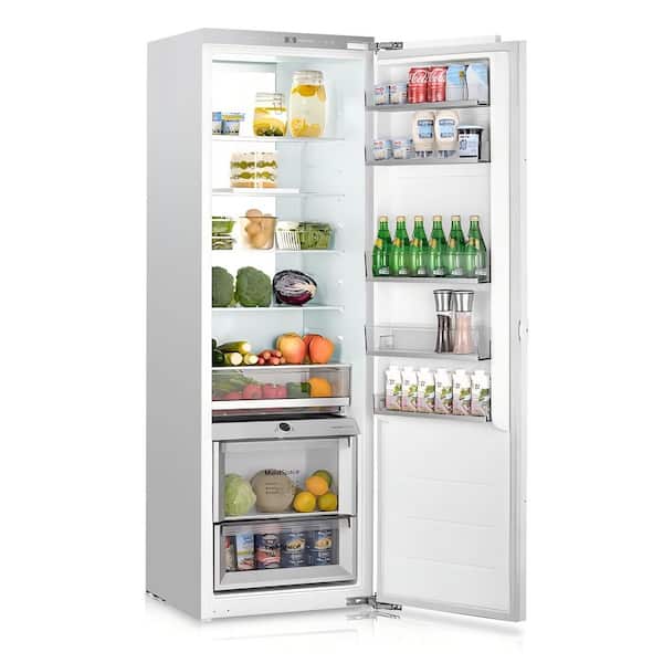 22 in. 10.9 cu. ft. Built-in Panel Ready Freezerless Refrigerator Counter Depth in White Humidity Control Glass Shelves