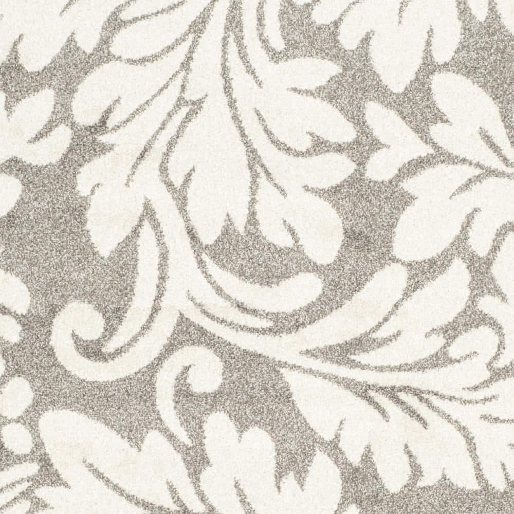 Elegant Gray & Beige Synthetic 7' Round Area Rug for Easy Care