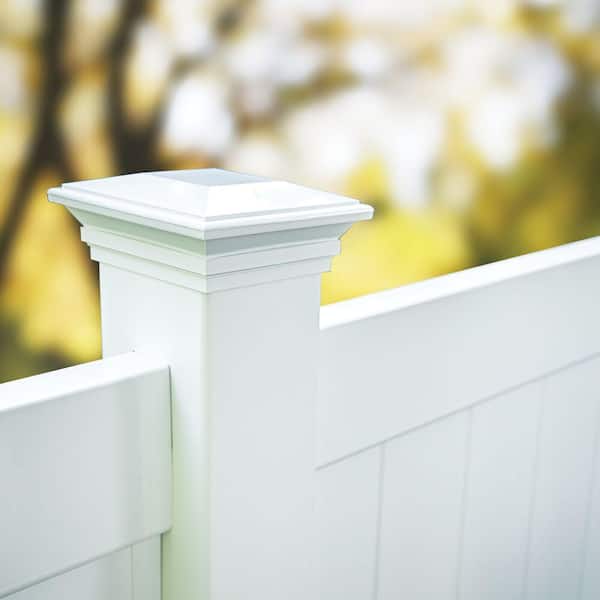 5 in. x 5 in. White Vinyl Contemporary Post Cap