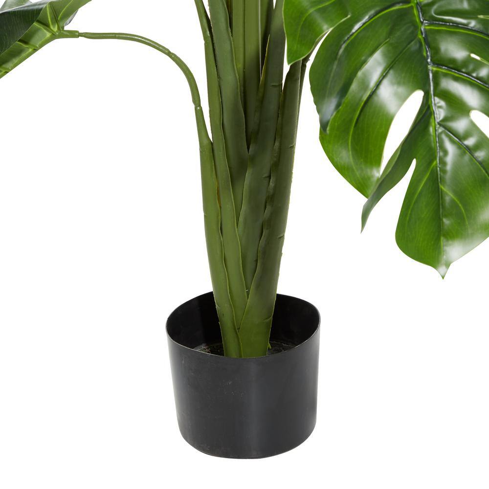 48" Green Artificial Monstera Plant in Black Pot