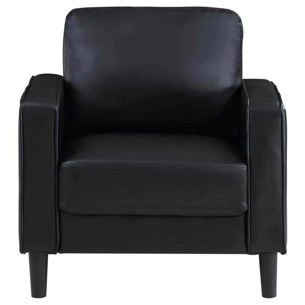 Ruth Black Faux Leather Transitional Accent Chair