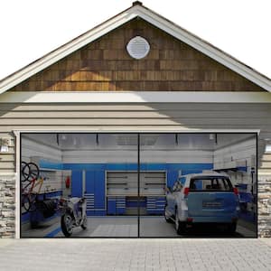 Garage Screen Door with Magnetic Center Snap Closure - 8'W x 7'L 