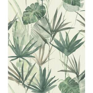 Nameri Dark Green Tropical Frond Wallpaper Sample