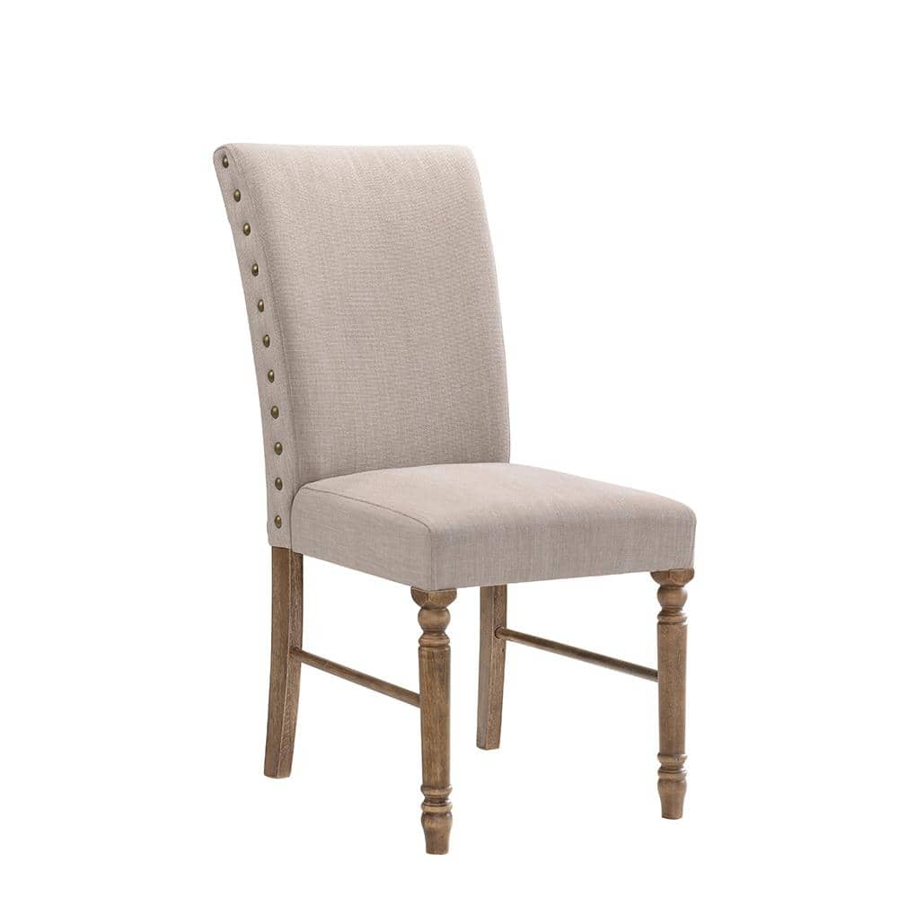 Acme Furniture Leventis Cream Linen and Weathered Oak Linen Side Chair (Set  of 2) 74657 - The Home Depot