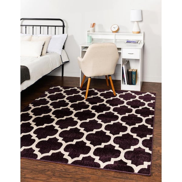 Trellis Philadelphia Purple/Beige 10' 0 x 10' 0 Square Rug