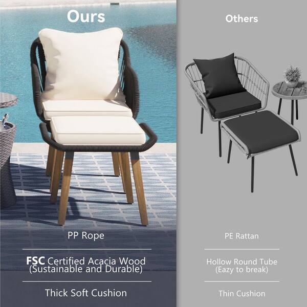 Black Metal 5-Piece Outdoor Lounge Chair Set, All-Weather