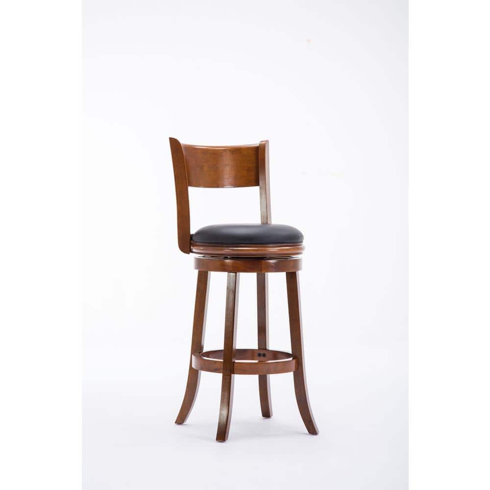 Palmetto 29 in. Walnut Swivel Cushioned Bar Stool