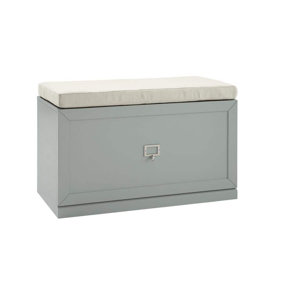 Harper Modern Gray Linen Blend Storage Bench with Cushion