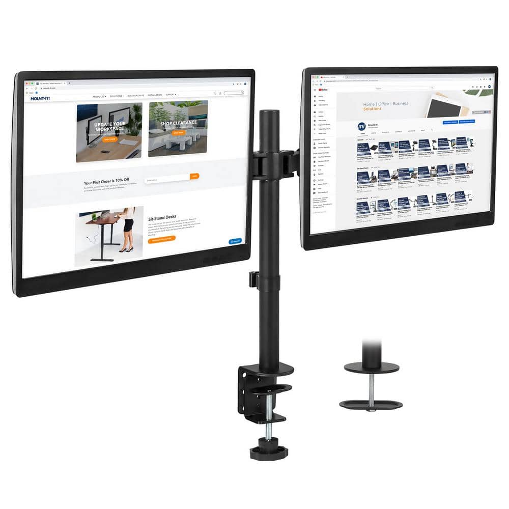 ErgoFlex Black Steel Dual Monitor Desk Mount, Full-Motion 19"-32"