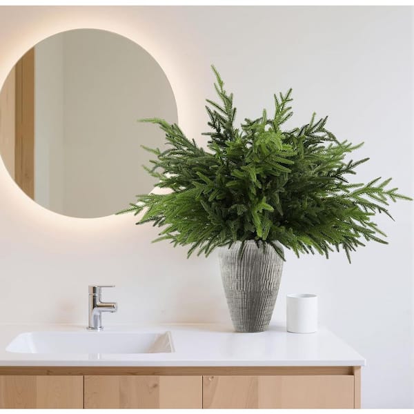 24 in. Artificial Green Norfolk Pine Stems for DIY Crafts Home Indoor Decor, 30-Pack