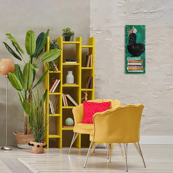 Country Chicken on Bookstack by Heather Gauthier Unframed Animal Graphic Art Print 24 in. x 10 in.