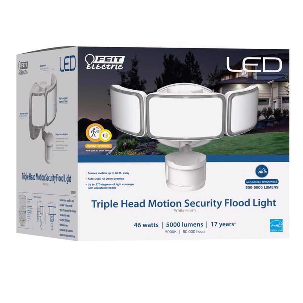 Feit White Triple Head Motion-Sensing LED Security Floodlight