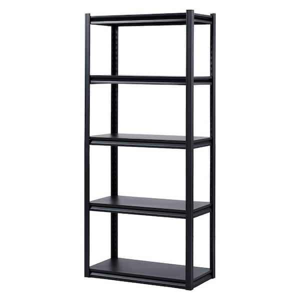 5-Tier Adjustable Metal Storage Shelves, 2000 lbs. Heavy Duty Pantry Organizers for Garage Basement in Black