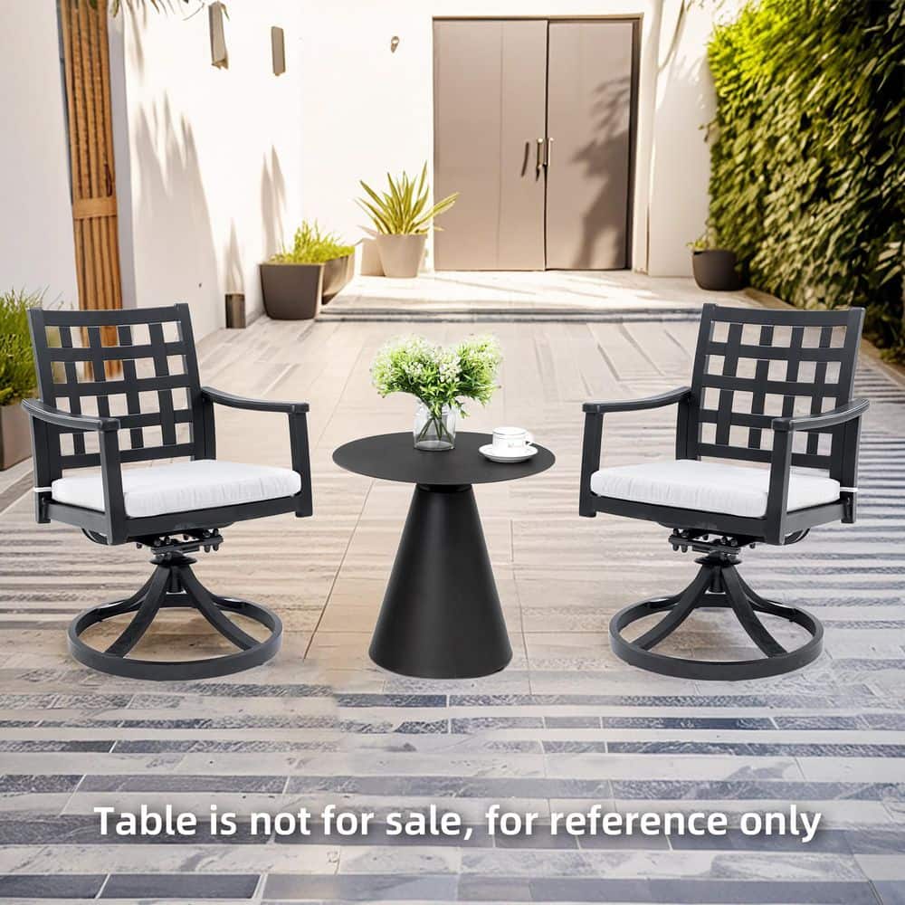 Aluminum Outdoor Dining Chair Swivel Rocker Chair w/ Sunbrella Fabric White Cushion and Lattice Design Backrest (2 Pack) price history on PriceWatchPro