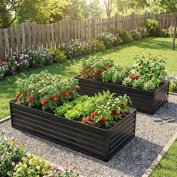 Meiyiu 70 in. x 20.5 in. x 12 in. Black Metal Rectangle Planter