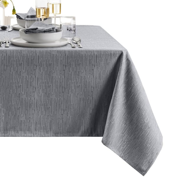 Threadmade Home Continental Solid Texture Water Resistant Tablecloth, Gray - 60"W x 102"L