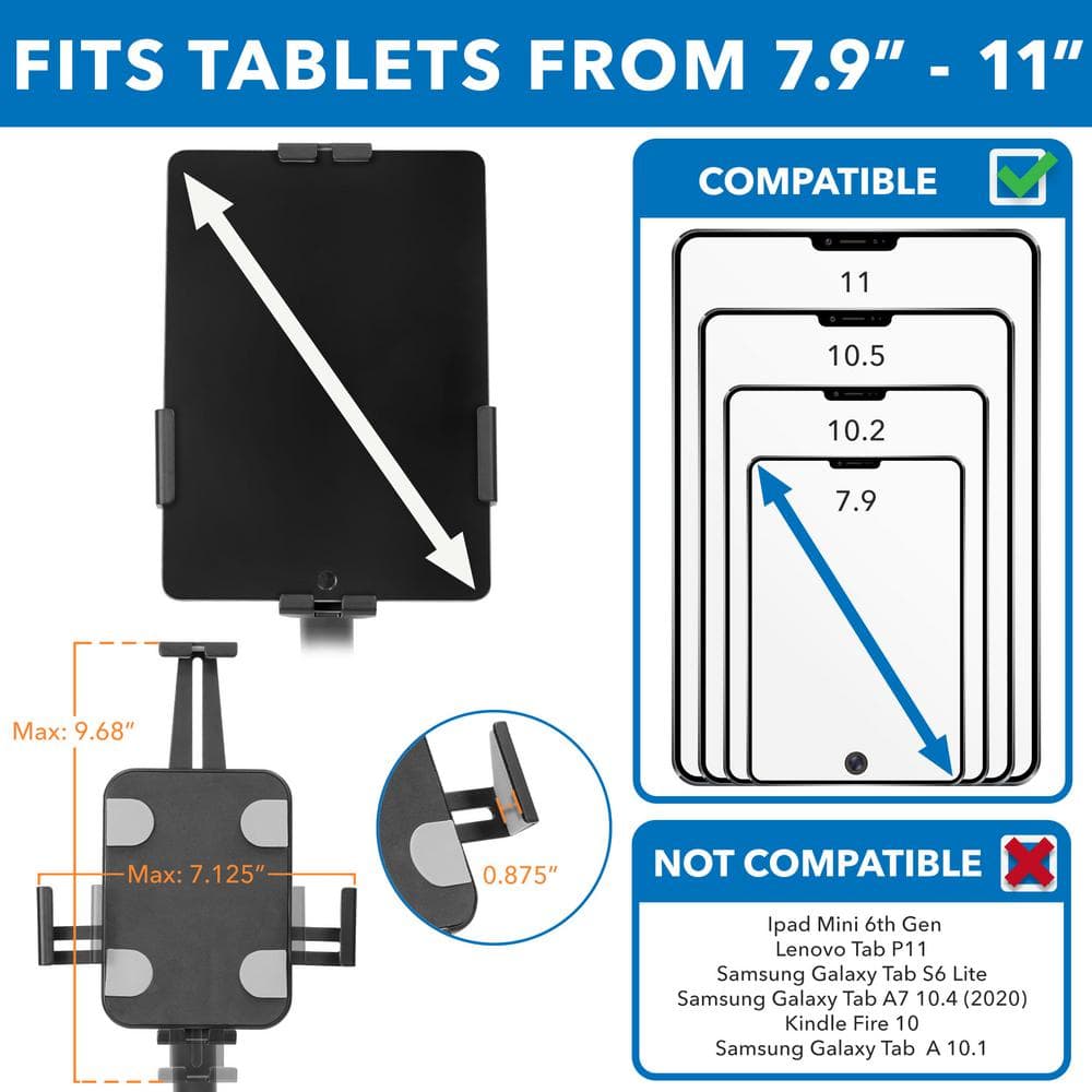 Black Adjustable Anti-Theft Tablet Countertop Kiosk Stand