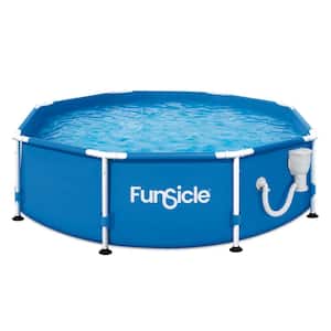 8 ft. Round 30 in. Deep Metal Frame Above Ground Pool with Pump, Blue